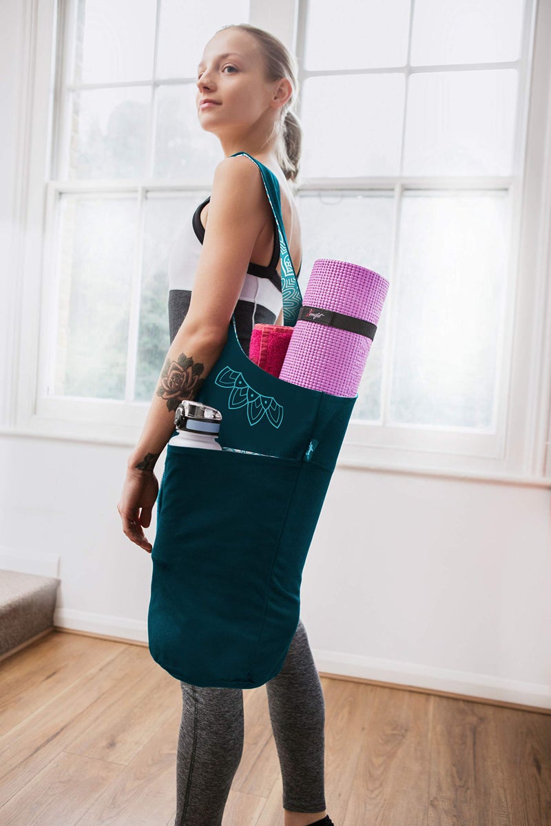 Zenifit Yoga Mat Bag â€“ Versatile Yoga Bag with Mat Straps & Storage Pockets, Holds Yoga & Pilates Mats, Lightweight & Durable, Two-Tone Teal - Image 2